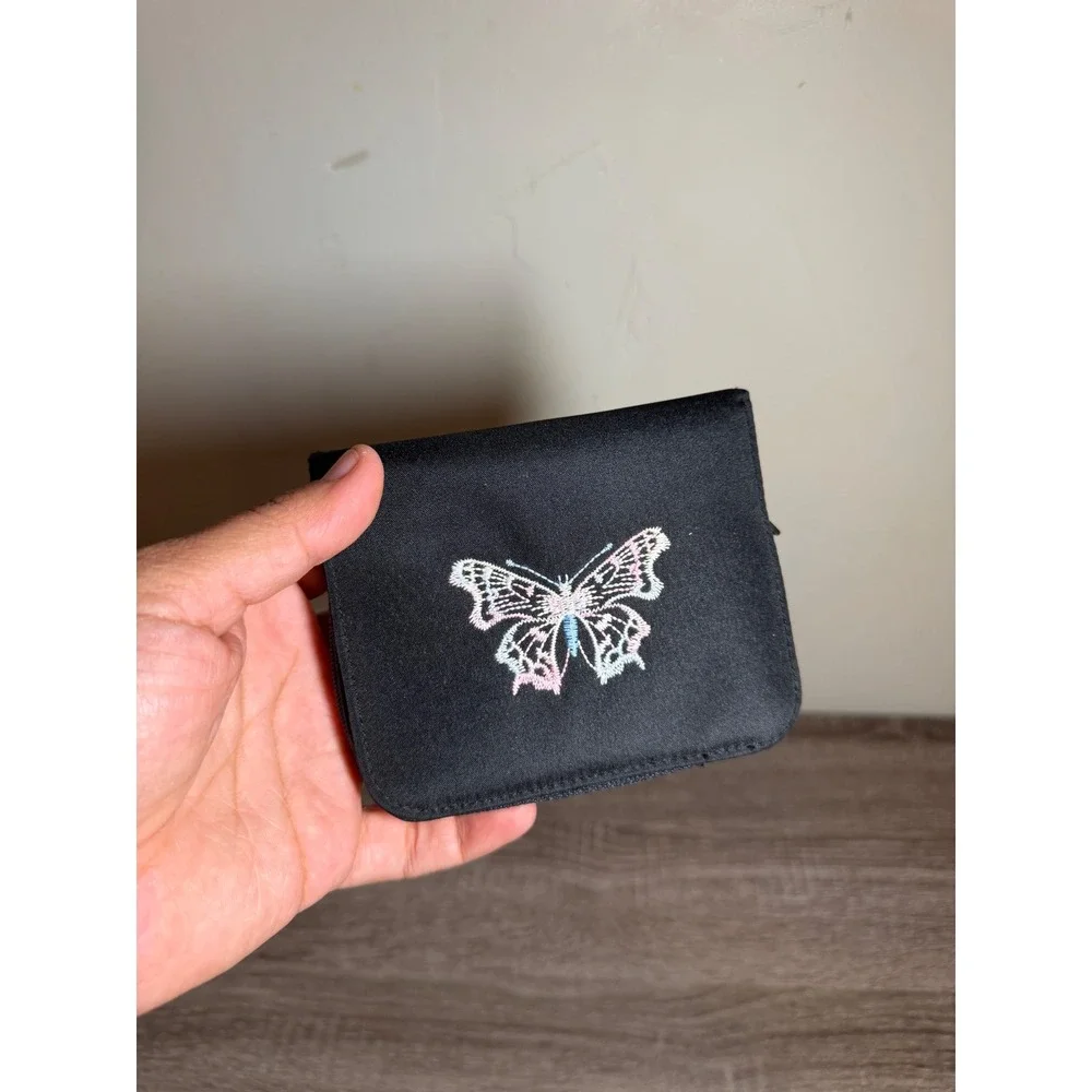 Y2K Wallet Butterfly Embroidered Aesthetic Black